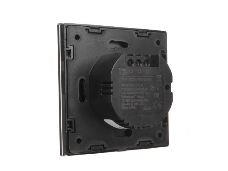 Touch wandschakelaar zwart – Tweevoudig – 1000W – LED-indicator