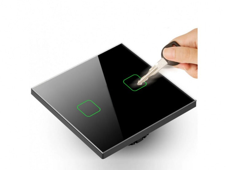 Touch wandschakelaar zwart – Tweevoudig – 1000W – LED-indicator