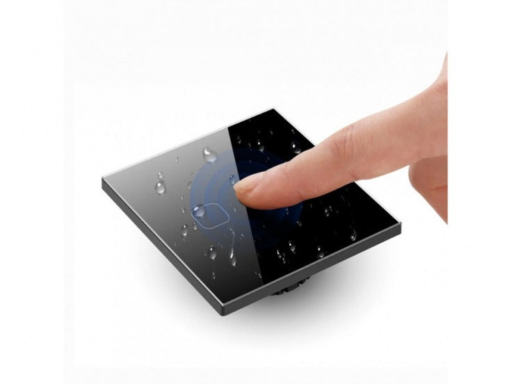 Touch wandschakelaar zwart – Tweevoudig – 1000W – LED-indicator