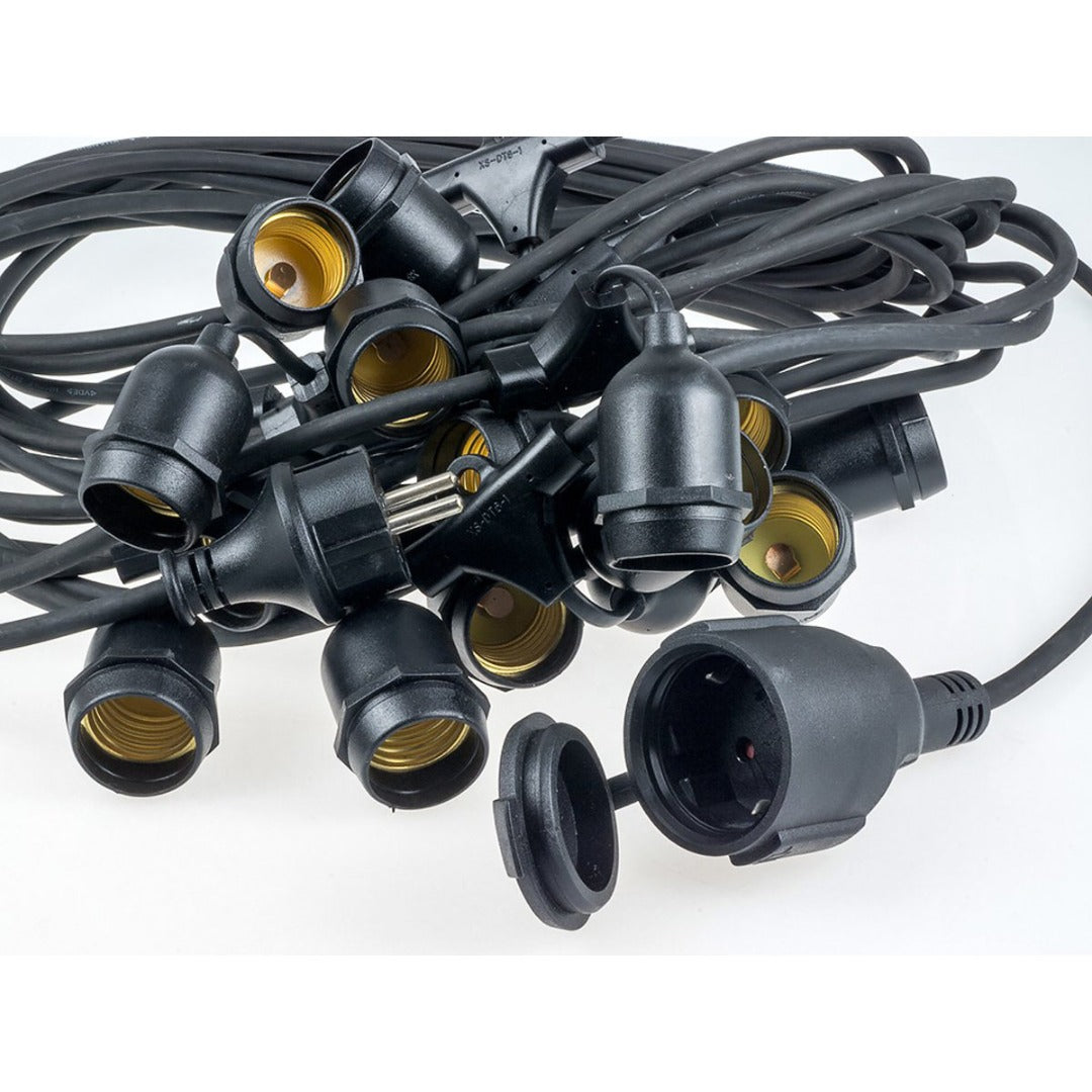 Led prikkabel Lichtsnoer - 10x E27 fitting - 5 meter - IP65 - koppelbaar - 220 Volt
