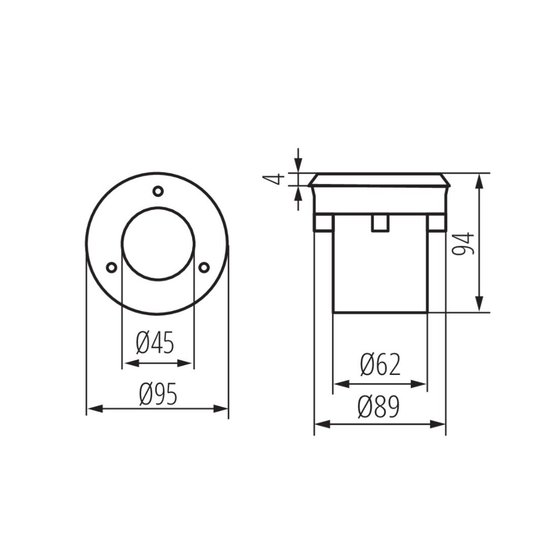 Spot LED au sol - 3 W 12 V - Blanc chaud - Acier inoxydable rond 82 mm - Éclairage de chemin et d'allée