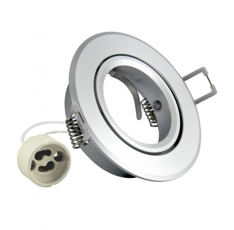 Inbouw spot GU10 - aluminium - rond armatuur - mat - zilver/zilver 85mm