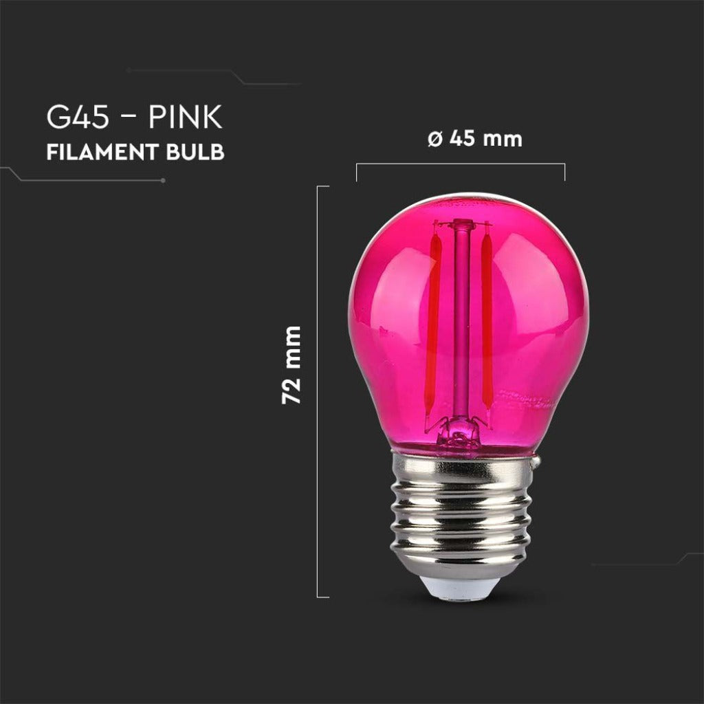 E27 filament lamp - Prikkabel LED lamp - 2W - Roze