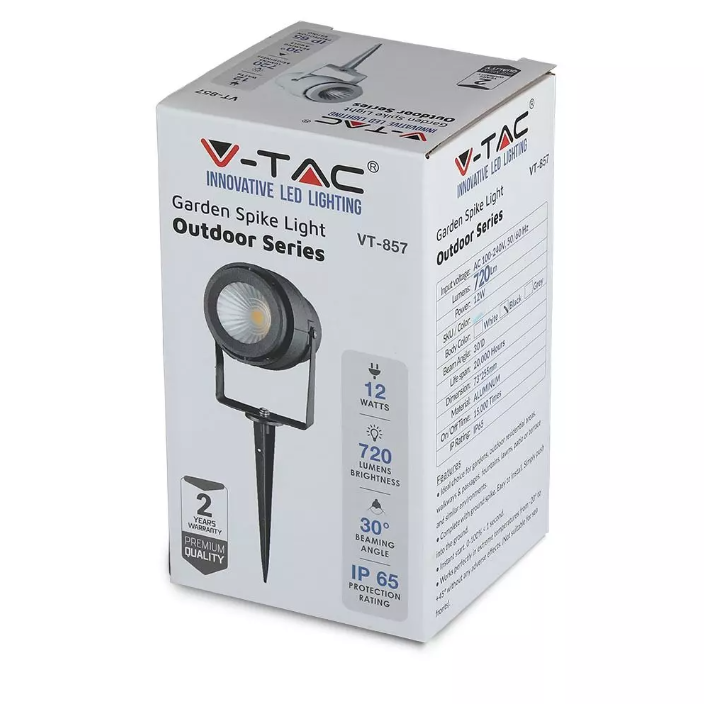 220 Volt - Garden lamp - Warm white - 12 Watt - Black housing - Ground spot