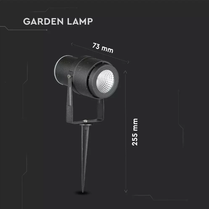 220 Volt - Garden lamp - Warm white - 12 Watt - Black housing - Ground spot
