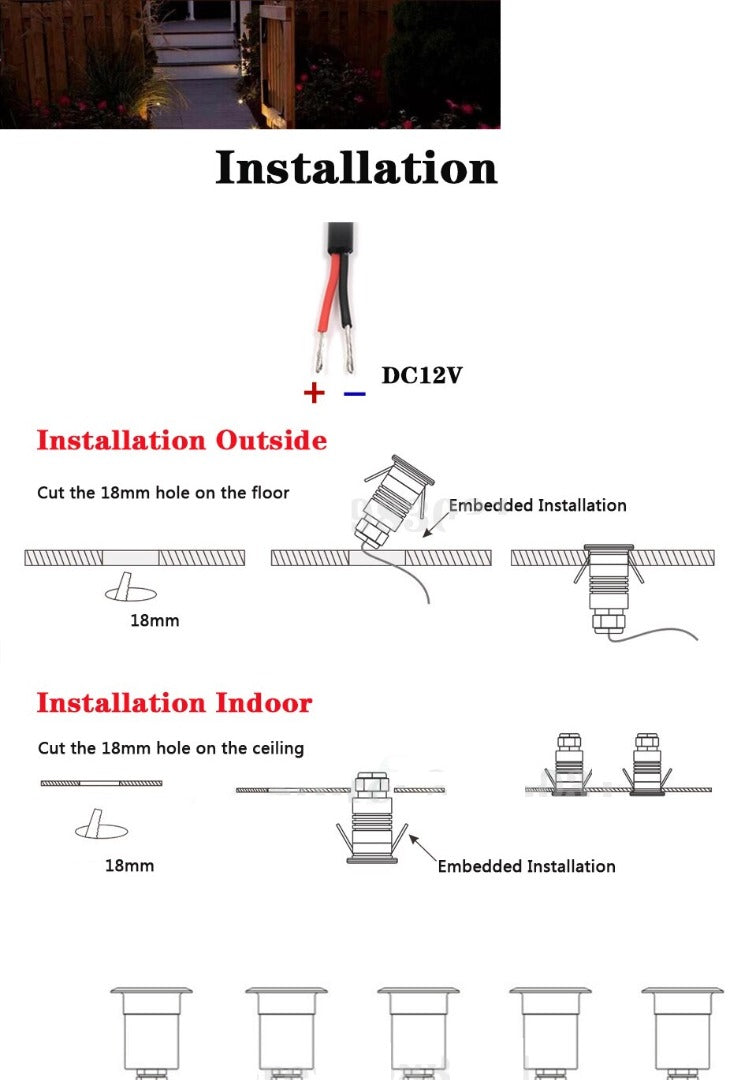 Éclairage de terrasse LED - 21 mm - 0,5 W - 3000 K