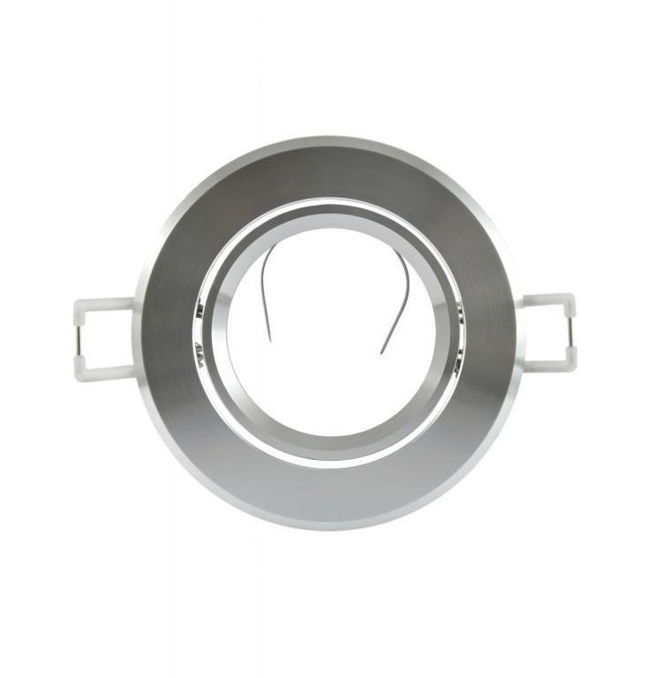 Inbouw spot GU10 - aluminium - rond armatuur - geborsteld - zilver/zilver 95mm