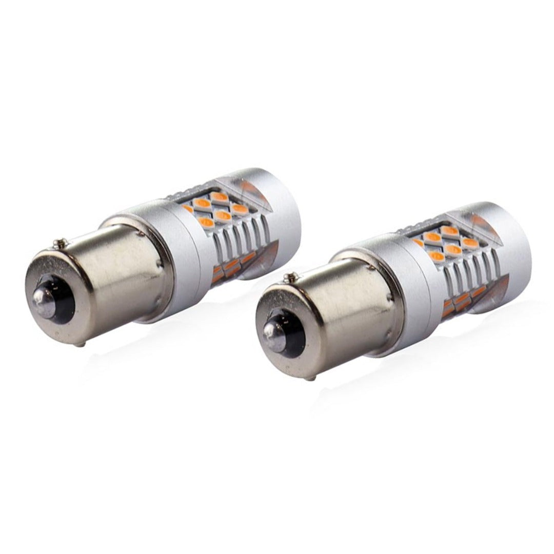 BAU15S - 3030 - 24 SMD - CANBUS - ORANJE - 12/24V  - 2 stuks