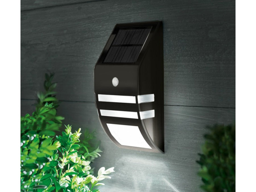 Solar LED Buitenlamp - Koud wit - 50 Lumen - Schemer + bewegingssensor - Zwart