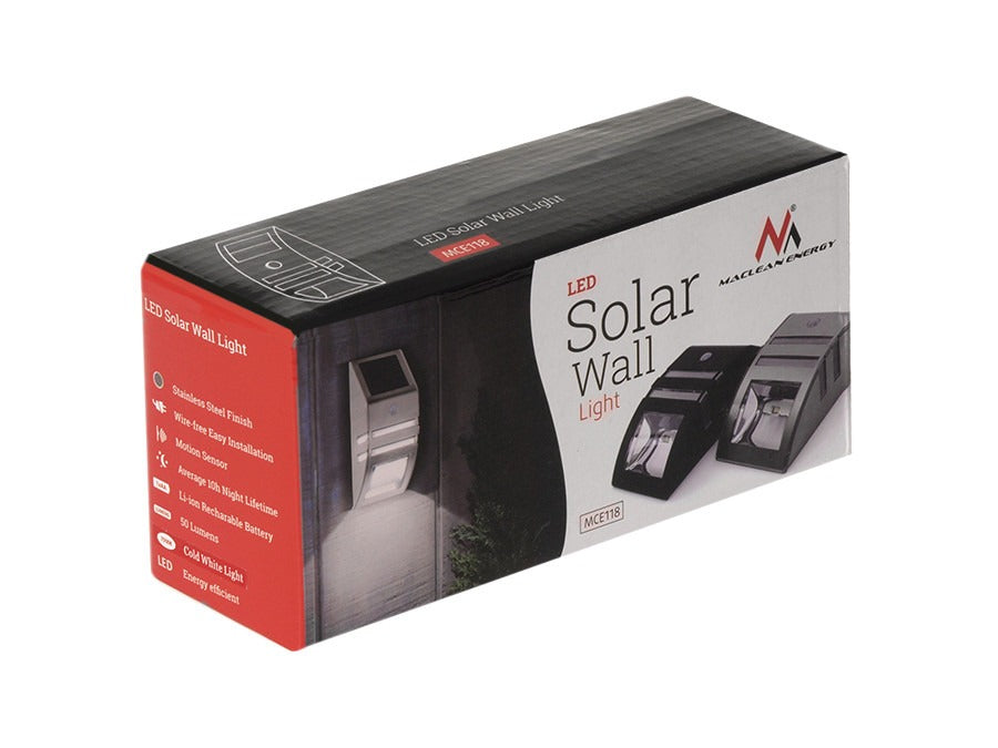 Solar LED Buitenlamp - Koud wit - 50 Lumen - Schemer + bewegingssensor - Zwart