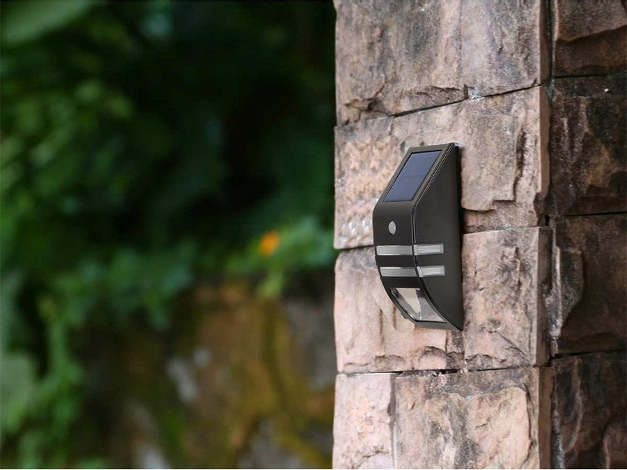 Solar LED Buitenlamp - Koud wit - 50 Lumen - Schemer + bewegingssensor - Zwart