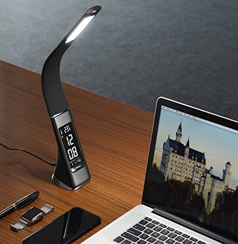 LED Bureaulamp Design EcoLeather Kaffee - Display Touch