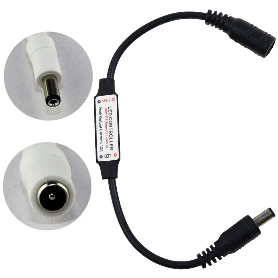 LED RF dimmer - 5 to 24V - 2.1 x 5.5mm plug - With remote control