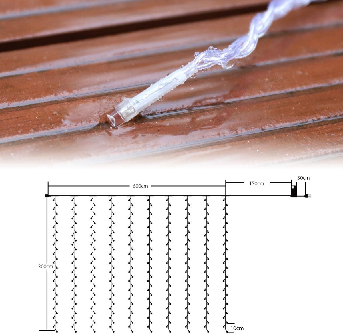 LED kerst gordijn - 6 x 3 meter - warm wit - 600 leds