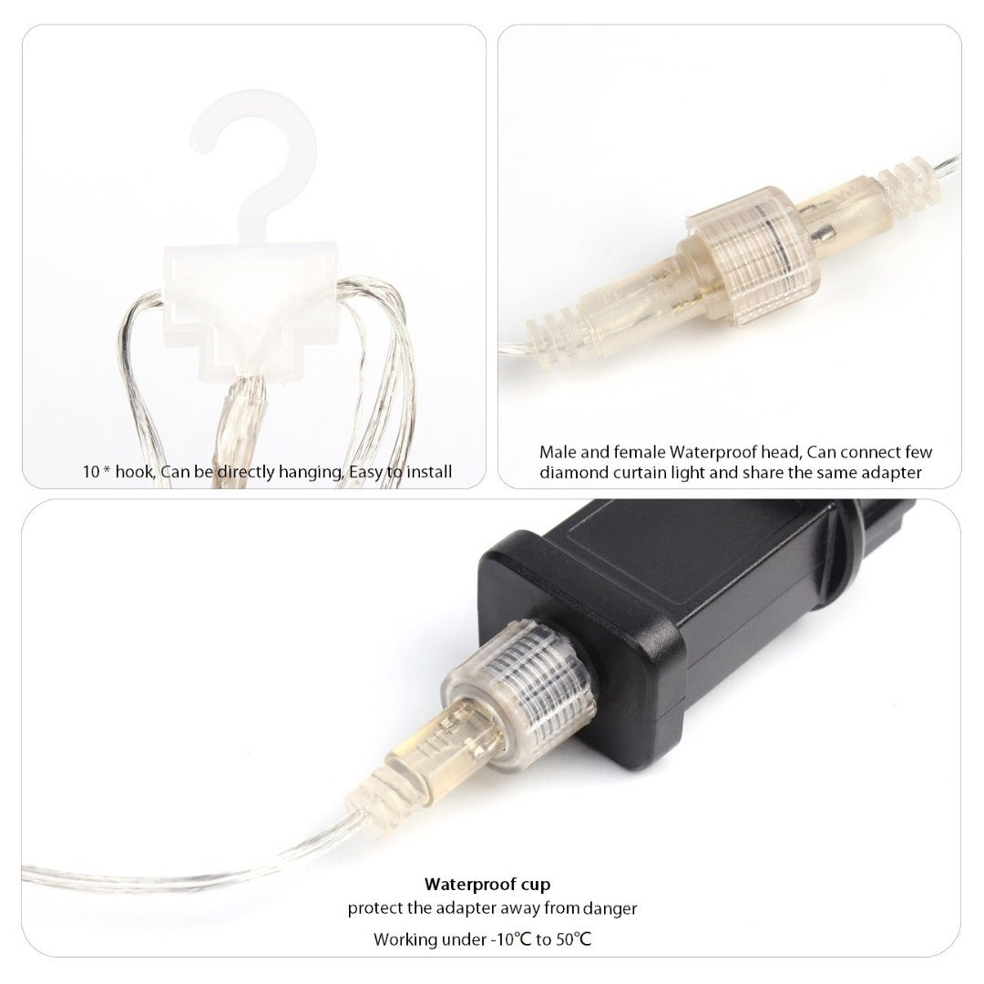 LED sterren gordijn kerst - 3 x 3 meter - warm wit - 300 LED