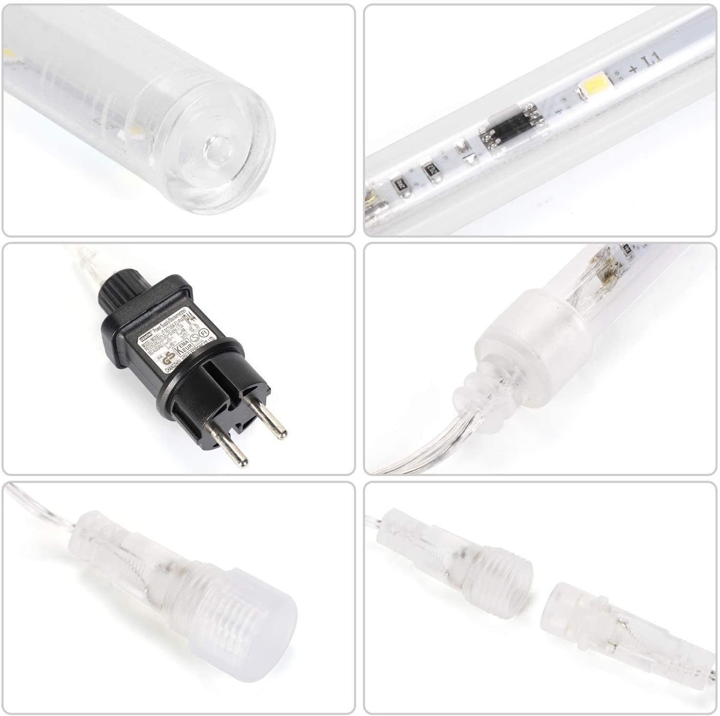 LED Meteoriet regenlichten kerst - 360 LED ijspegels,10 spiralen - 50 cm tubes - Warm Wit