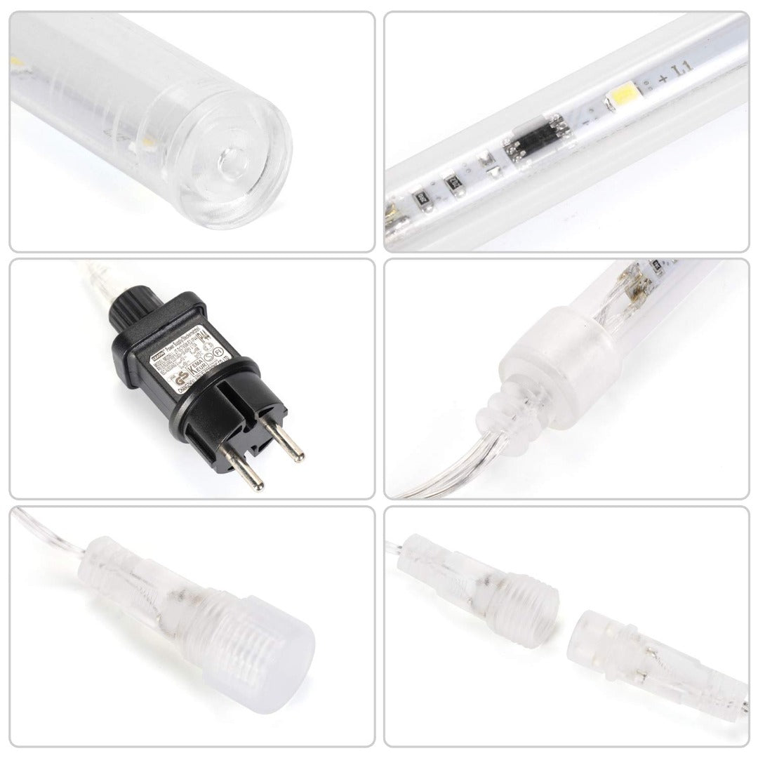 LED Meteoriet regenlichten kerst - 360 LED ijspegels,10 spiralen - 50 cm tubes IP65