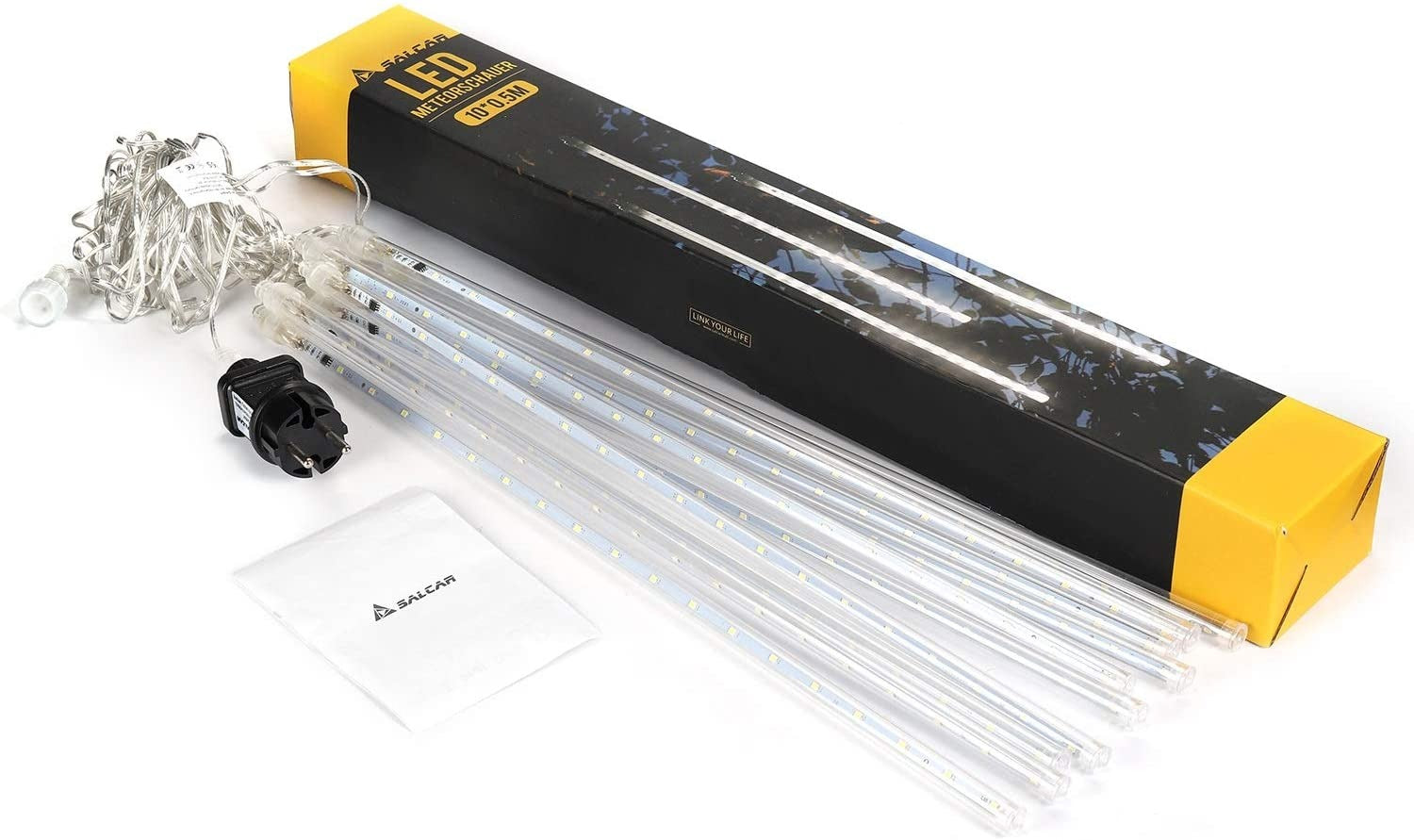 LED Meteoriet regenlichten kerst - 360 LED ijspegels,10 spiralen - 50 cm tubes - Warm Wit