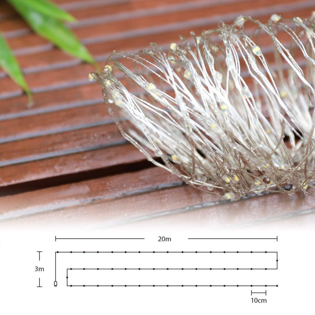 LED lichtsnoer kerst - 20 meter - warm wit - 200 stuks