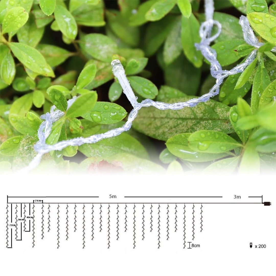 Led gordijn kerst - 5 meter - warm wit - 200 leds