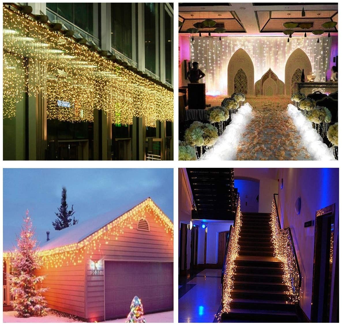 LED gordijn kerst - 6 x 1 meter - warm wit - 300 leds