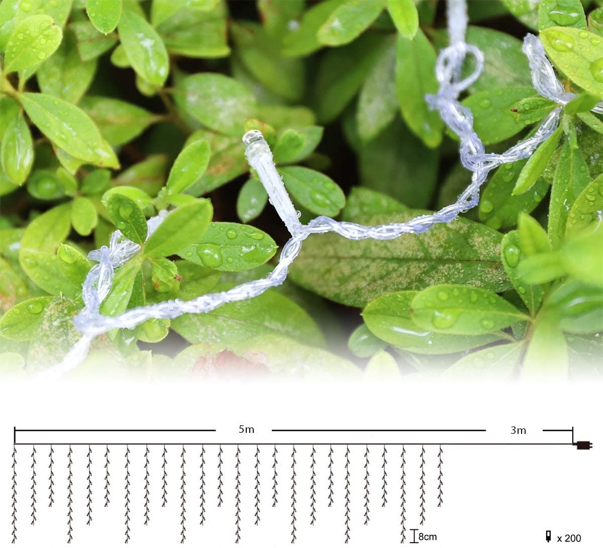 Led gordijn kerst - 5 meter - Koud wit - 200 leds