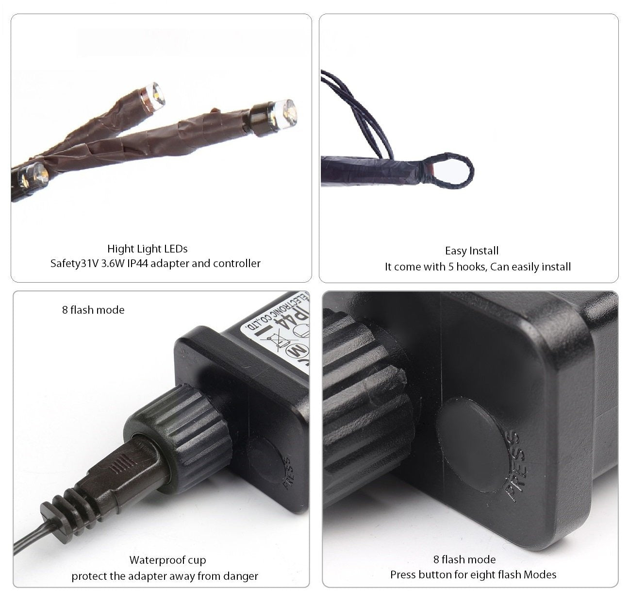 Led kluster verlichting kerst - 2 meter - warm wit - 100 leds