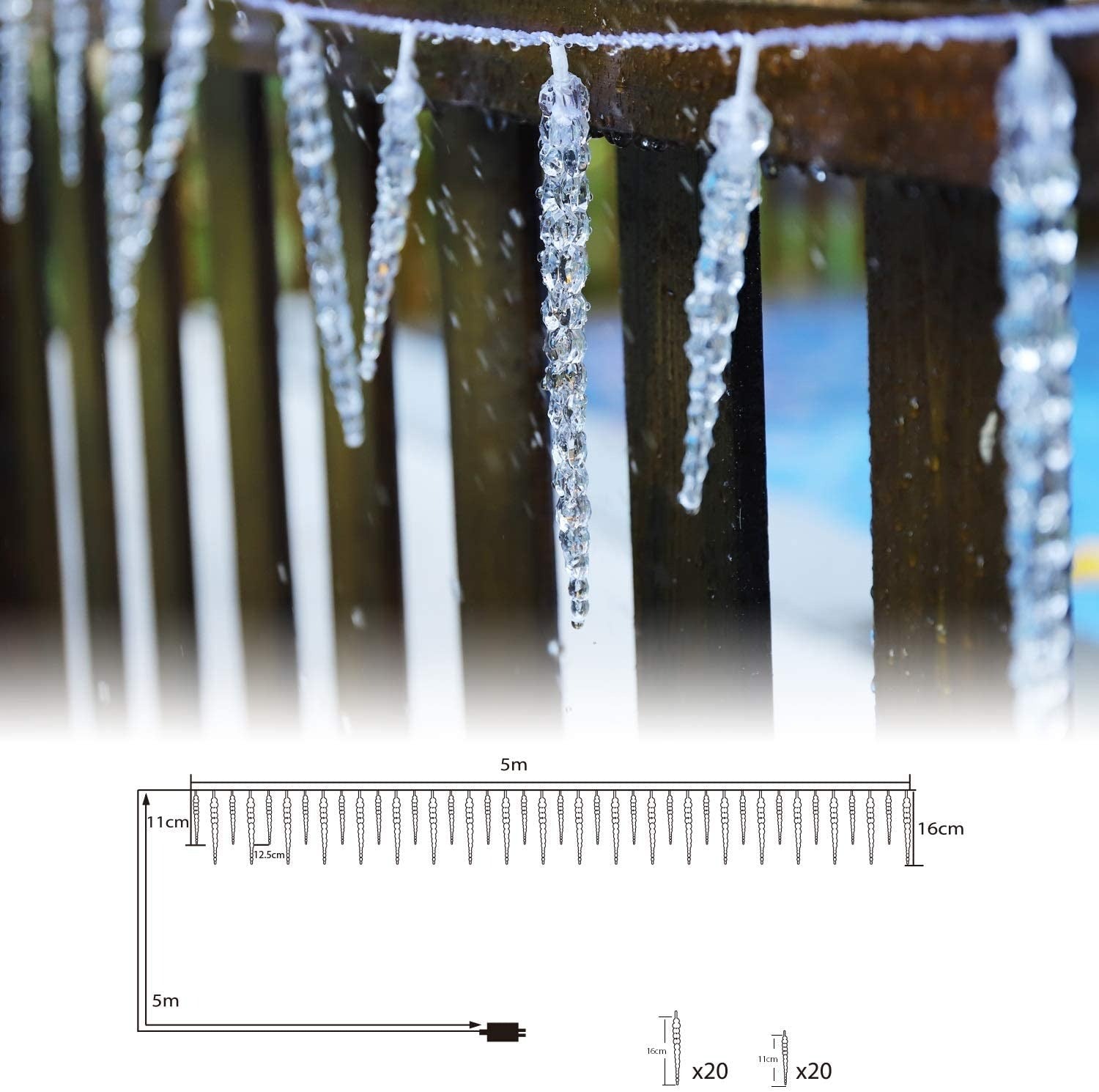 Kerst ijspegel ketting - 40 LEDs - 5 meter