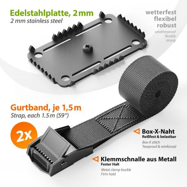 Universele lampenhouder - Met spanbanden - Zwart