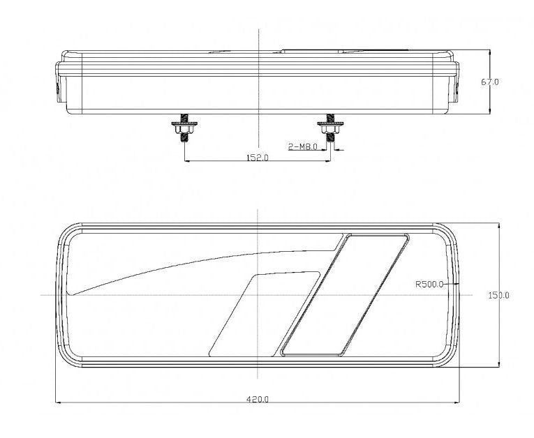 Feu arrière à LED 12/24 V – Gauche, rectangulaire