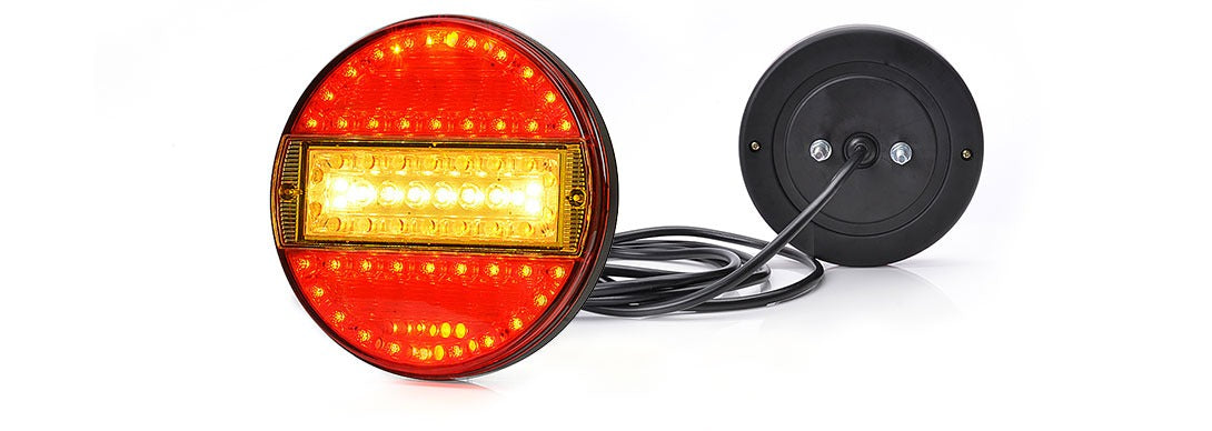 Feu arrière combiné à LED - rond 13 cm / 2,5 cm - homologué ECE - feu stop et clignotant