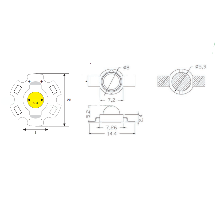 Power LED diode - Groen - 1W