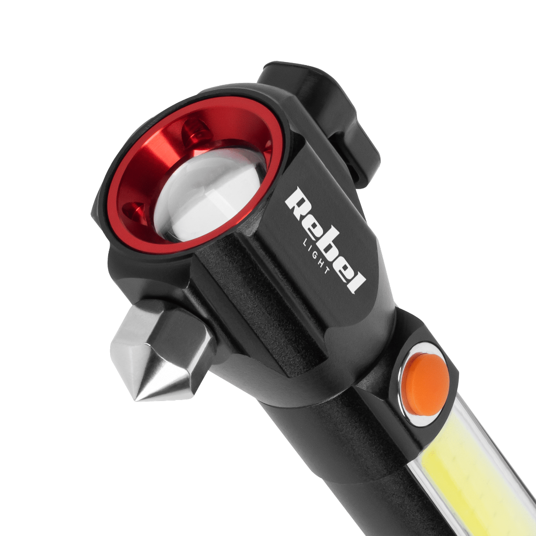 Oplaadbare LED zaklamp - 285 Lumen - Veiligheidshamer + mes