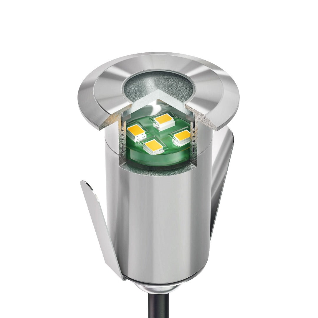 Spots encastrés LED pour terrasse - 35 mm - 0,6 W - 2800 K - Acier inoxydable