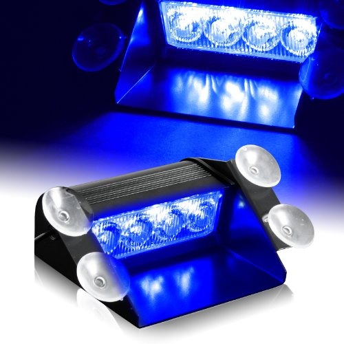 Blauw 8 LED Dashboard Strobe Flash zwaailicht