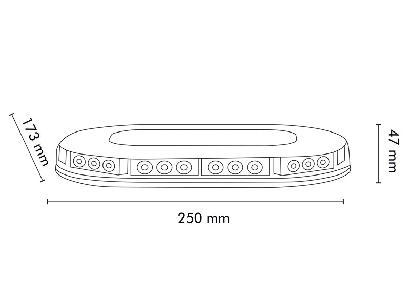 Compacte zwaailamp - 47mm hoog - R10 / R65 certificering - 30 LED ORANJE