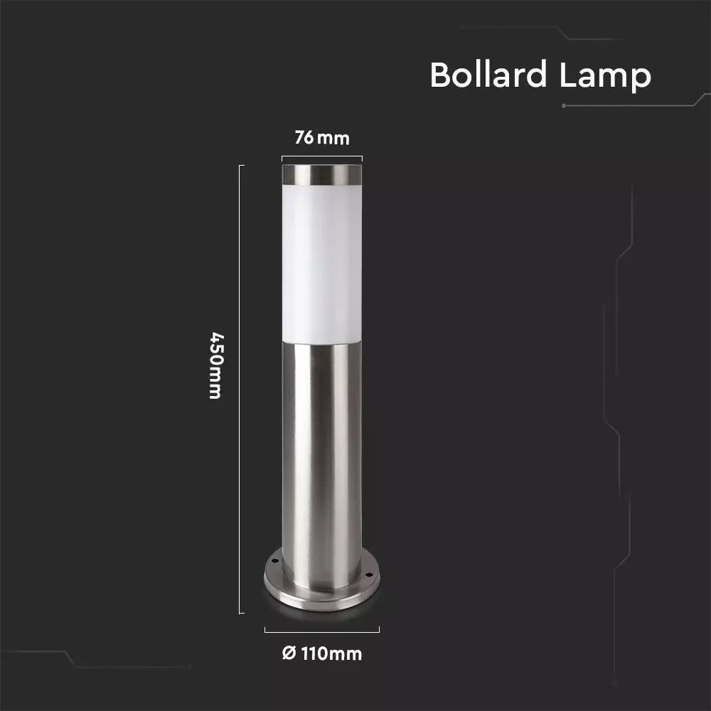 LED buitenlamp - 45cm - RVS pilaar - BOLLARD E27