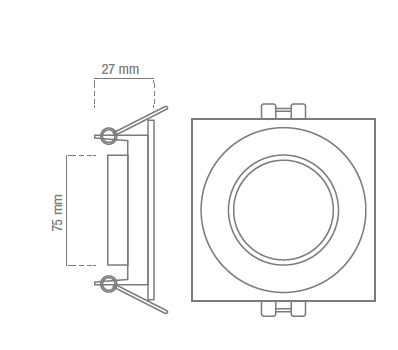 Inbouw spot GU10 - Kunststof - Vierkante armatuur - 93mm