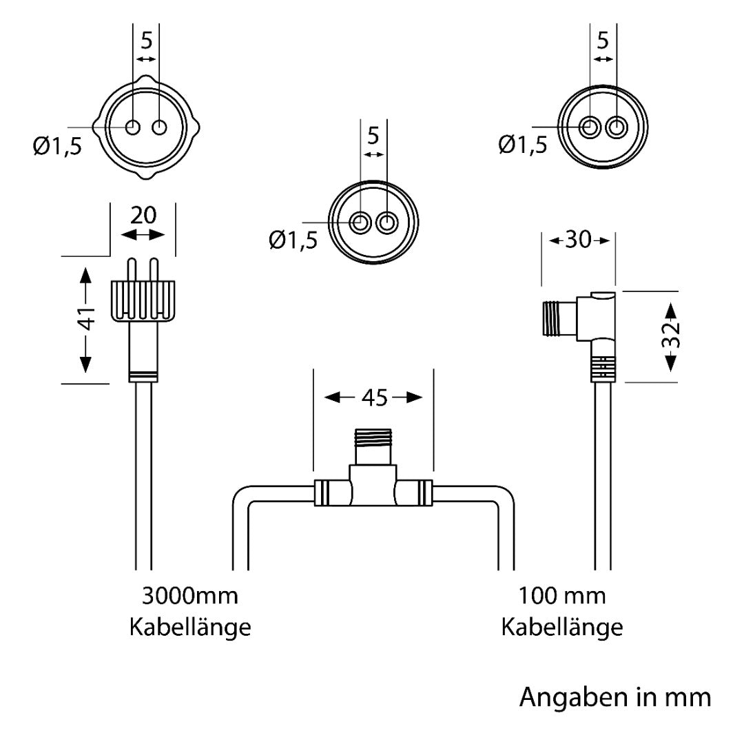 Tuinlamp Hoofdkabel - 3,1 Meter - 2 aansluitingen - NEMO systeem