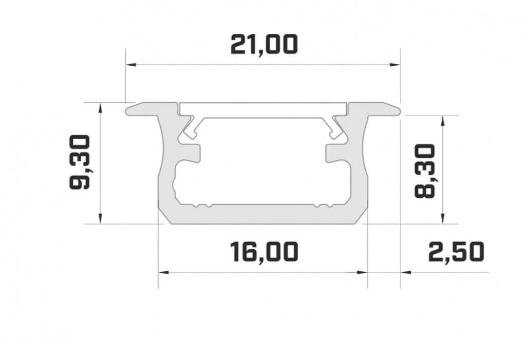 LED Profiel 1 meter - Inbouw 9,3mm DESIGN B - ZWART