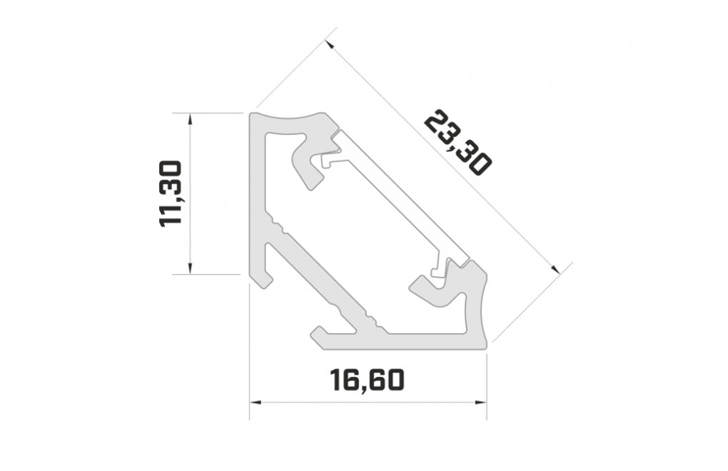 LED Profiel 3 meter - 23mm HOEK DESIGN C - WIT