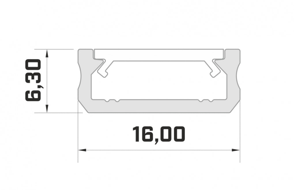 LED Profiel 1 meter - 6.3x16mm DESIGN D - WIT