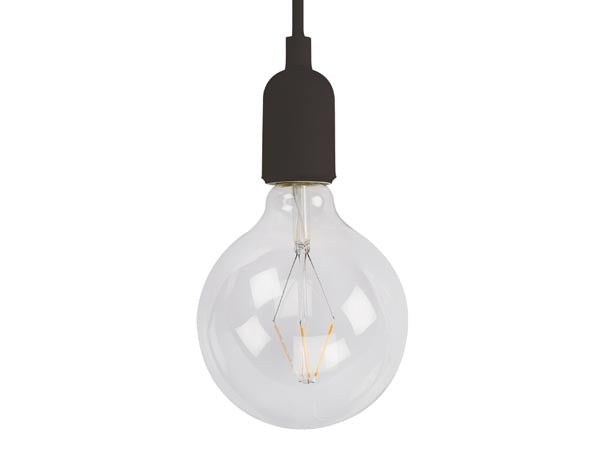 Douille design avec culot E27 + rosace de plafond - 1 mètre - noir