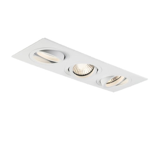 Inbouw 3x LED spot GU10 - aluminium - rechthoek armatuur - geborsteld - zilver/zilver