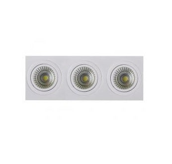 Inbouw 3x LED spot GU10 - aluminium - rechthoek armatuur - geborsteld - zilver/zilver