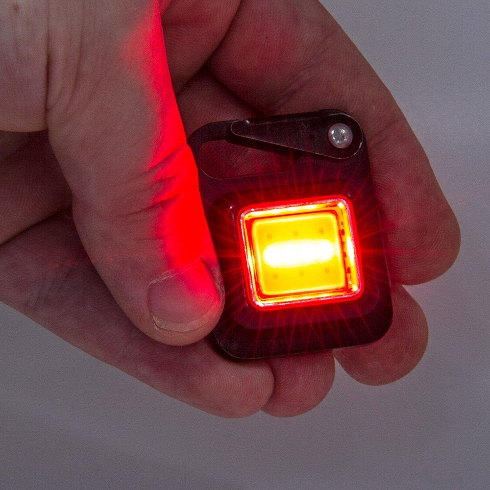 LED zaklamp sleutelhanger - Wit / rood - Oplaadbaar