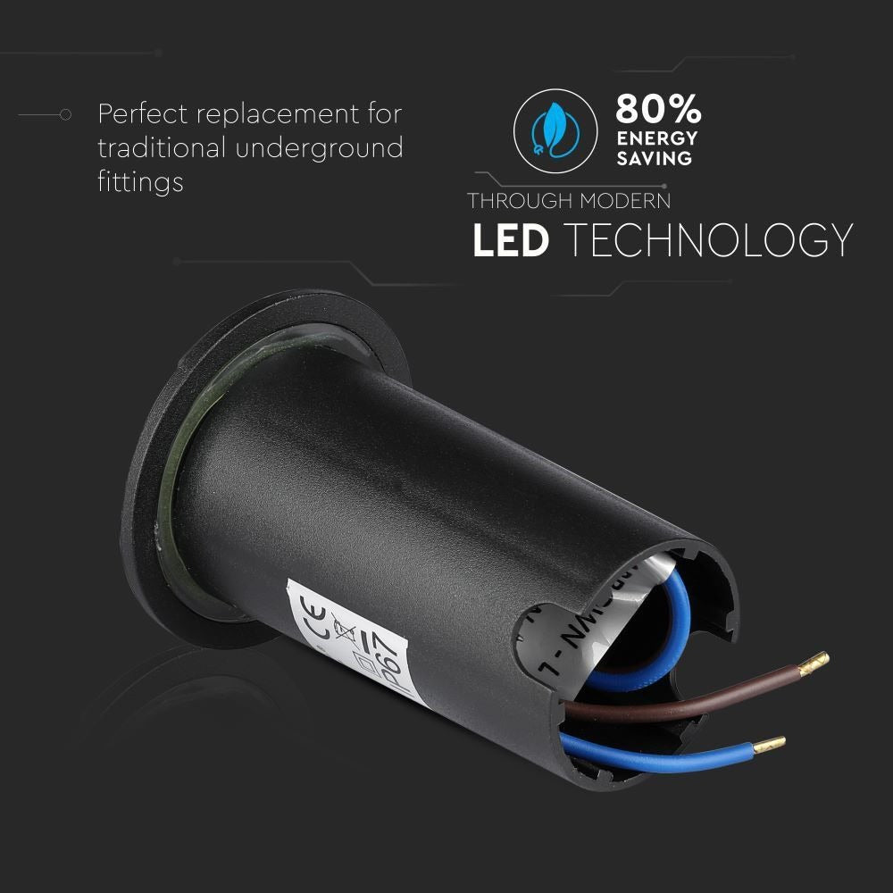 Spot au sol 4 faces - version noire - éclairage de jardin 12 volts - blanc chaud - IP67