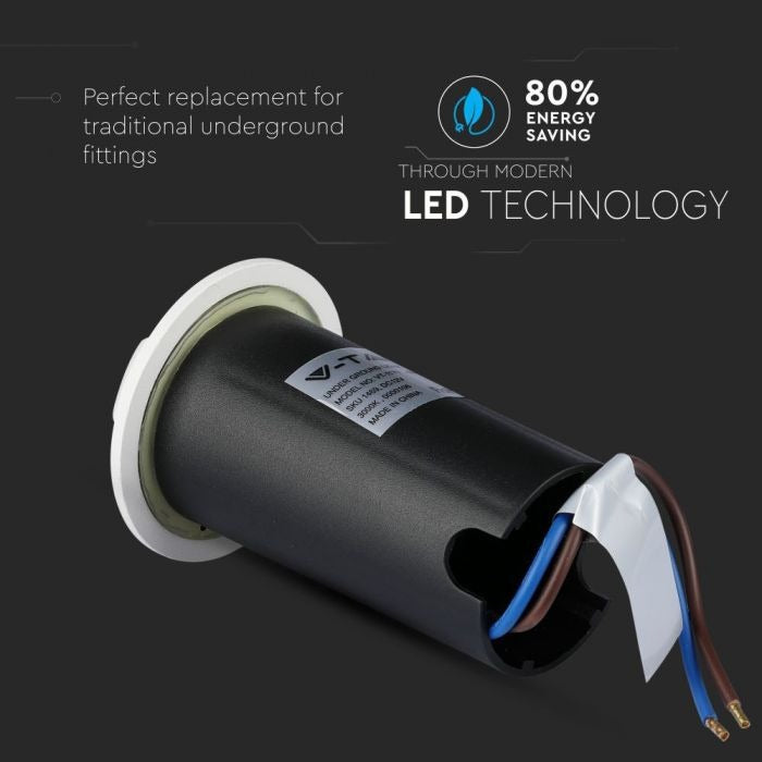 Spot au sol 4 faces - version blanche - éclairage de jardin 12 volts - blanc froid - IP67