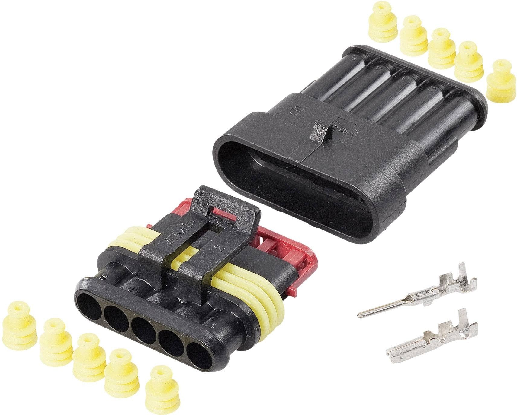Hermetische connector set - 12 tot 24 Volt - 5 pin superseal - IP67 - 5 stuks