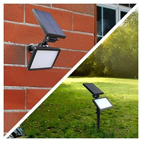 60 LED PIR Floodlight - Solar with Battery - 12 Volt - Black